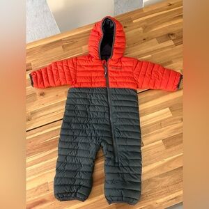 Columbia Reversible Orange and Gray Puffer snowsuit